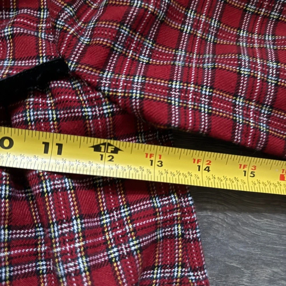 Vintage  y2k Bonnie Baby Red Plaid Velvet Trim Romper Holiday 18 Months